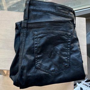 AG Jeans Adriano Goldschmied Coated Black High Rise Farrah Jeans Size 29R